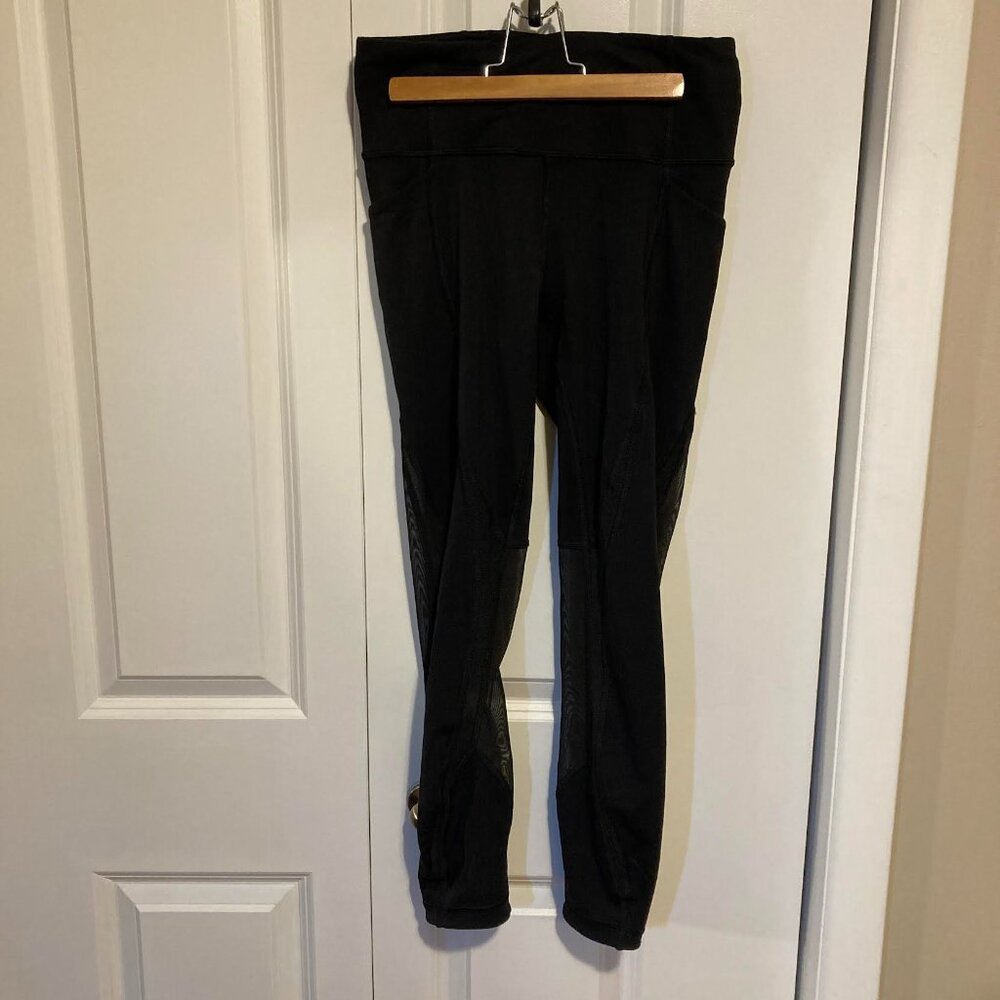 Lululemon Black with Sheer Leggings, Size Small (13 inch waist)